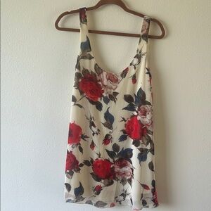 Tobi Weylie Shift Cream Floral Mini Dress